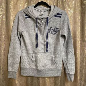 PINK Victorias Secret gray/purple half zip hooded sweatshirt, XS